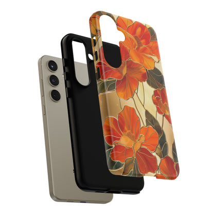 Orange Floral Phone Case Stained Glass Flower Aesthetic