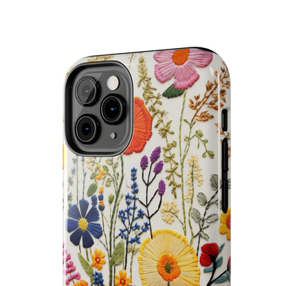 Wildflowers Floral Embroidery iPhone Case