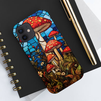 Stained Glass Mushroom Garden iPhone Case | Embrace Whimsical Beauty and Nature's Delight