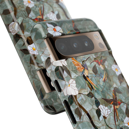 Stained Glass Hummingbirds and Flowers iPhone Case