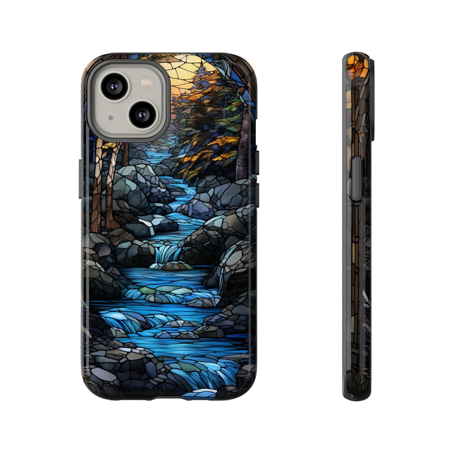 Stained Glass Stone Bridge and River Art Phone Case