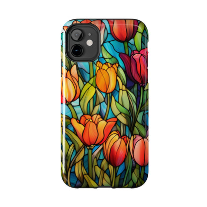 Stained Glass Tulip Floral Aesthetic iPhone Case | Embrace the Beauty of Nature in Full Bloom