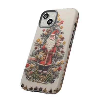 Vintage Embroidery Christmas Santa Phone Case