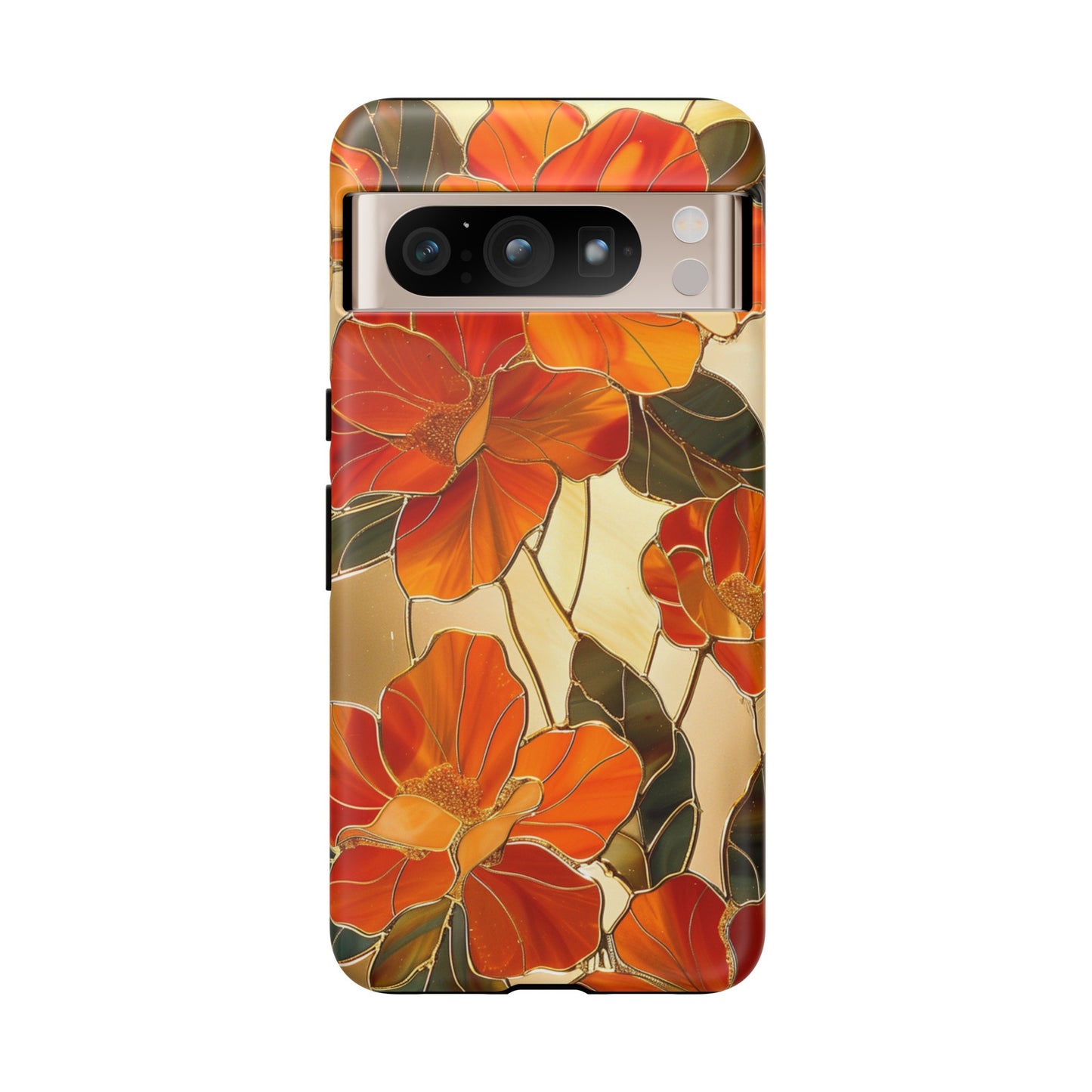 Orange Floral Phone Case Stained Glass Flower Aesthetic