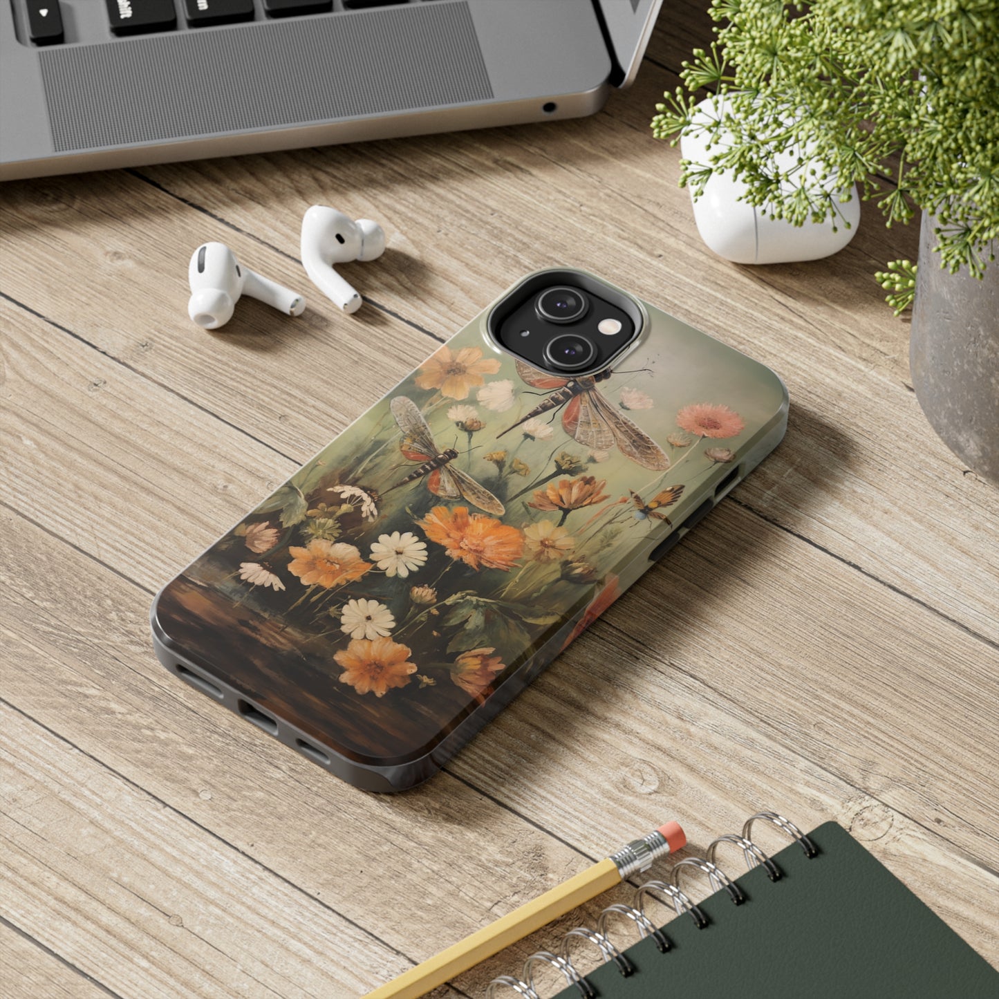 Dragonfly Floral Print iPhone Case | Nature-Inspired Elegance and Device Protection