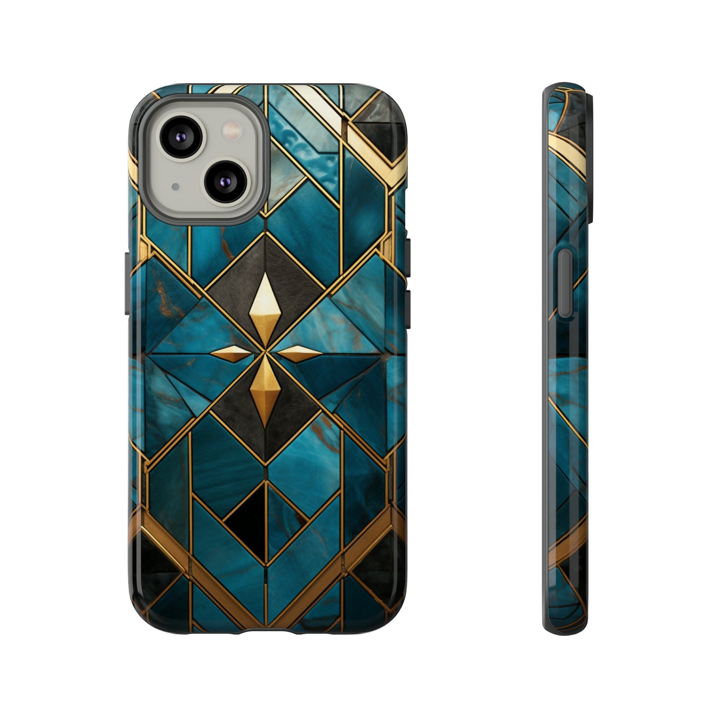 Gold and Blue Marble Mosaic Phone Case