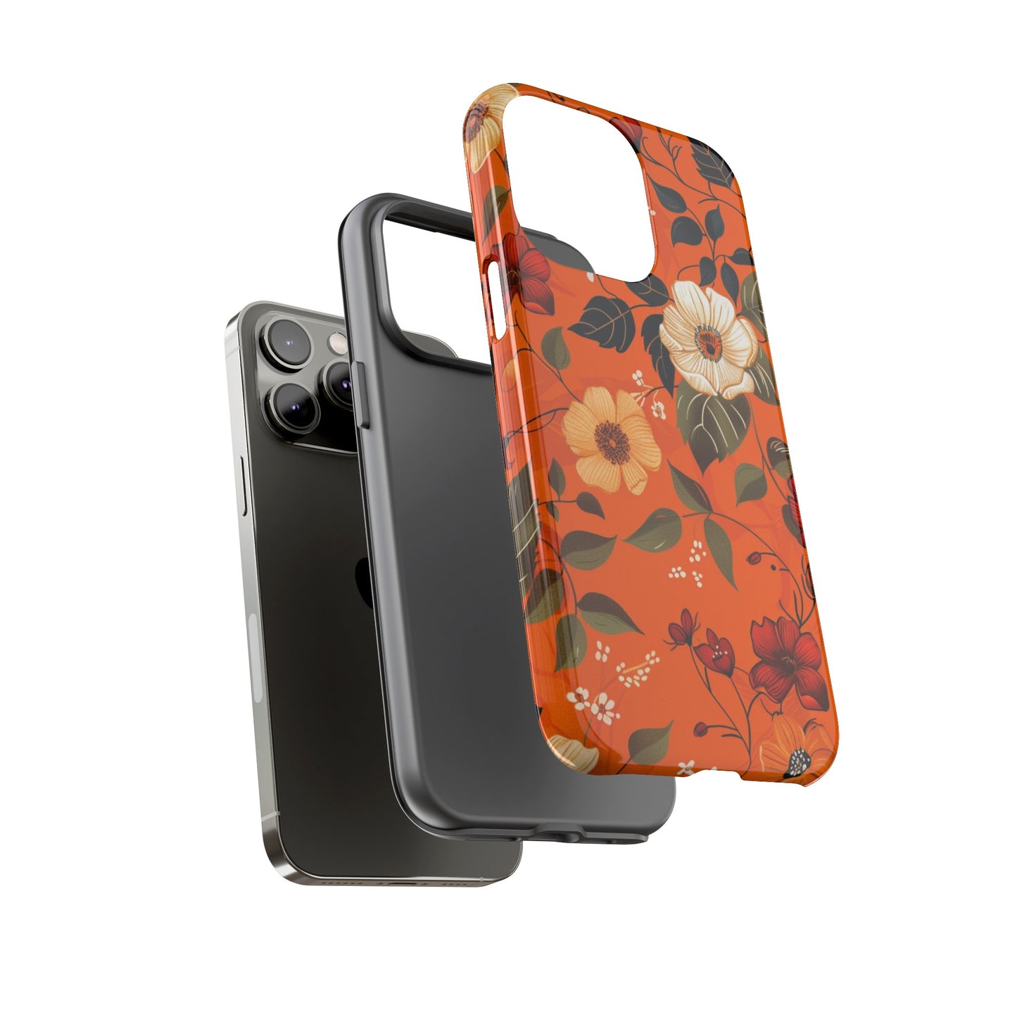 Orange Floral Phone Tough Case