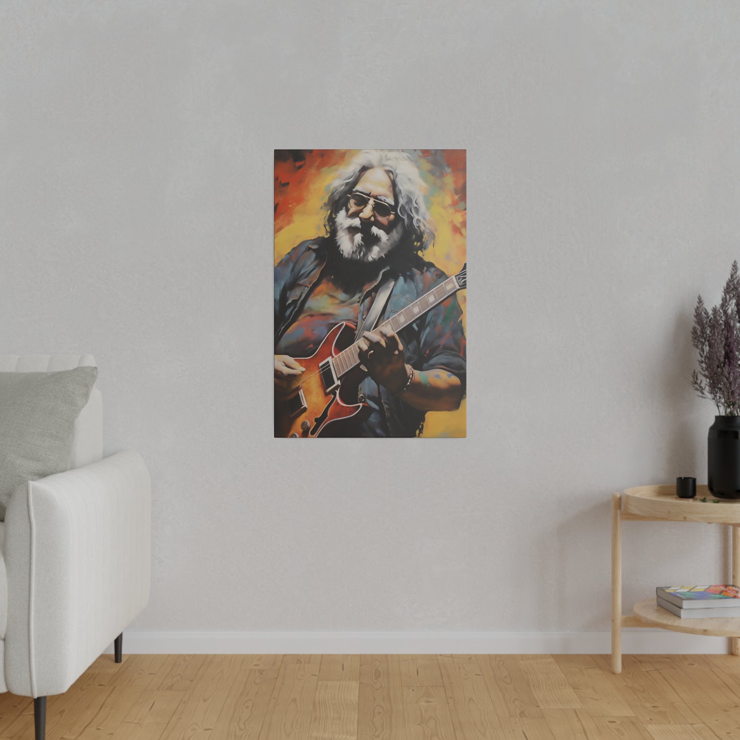 Jerry Garcia Playing Guitar  | Stretched Canvas Print