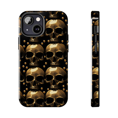 iPhone Case Golden Enigma: Where Goth Meets Glamour | Gold Skulls iPhone Tough Case