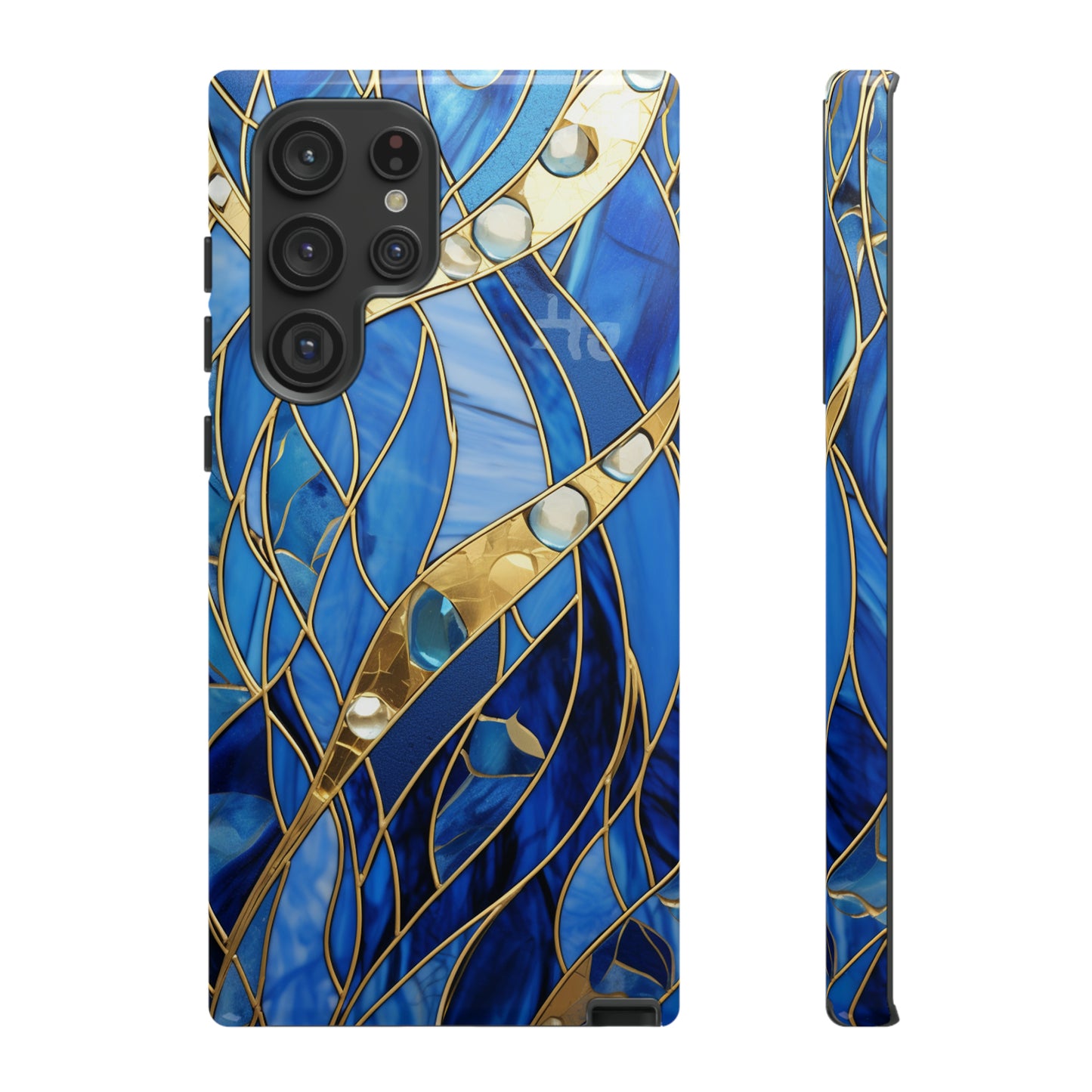 Periwinkle Blue Stained Glass with Gold Inlay