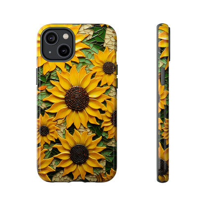 Sunflower Floral Color Explosion Mosaic Glass