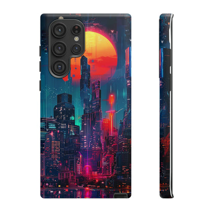 Cyberpunk Full Moon Cityscape Phone Case