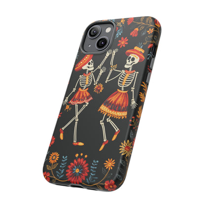 Dead Can Dance, iPhone 15 case, Floral Embroidery Skeletons | Whimsical Dance of the Departed for Google Pixel, iPhone & Samsung Galaxy