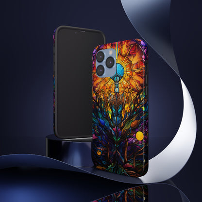 Stained Glass Tough iPhone Case | Trippy Psychedelic Colorful Flowers Floral Aesthetic Retro iPhone 14 Plus 13 12 7 8 Se Trendy Hippie Boho