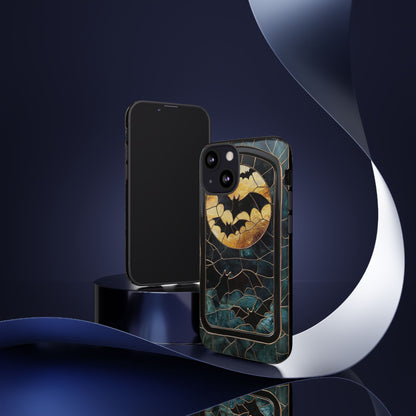 Halloween Phone Case Bats Stained Glass Style Spooky Moon Phone Cover