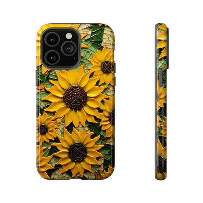 Sunflower Floral Color Explosion Mosaic Glass