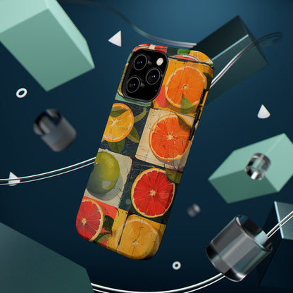 Italian Tile Citrus Fruit Abstract Floral Summer Style MagSafe Phone Case