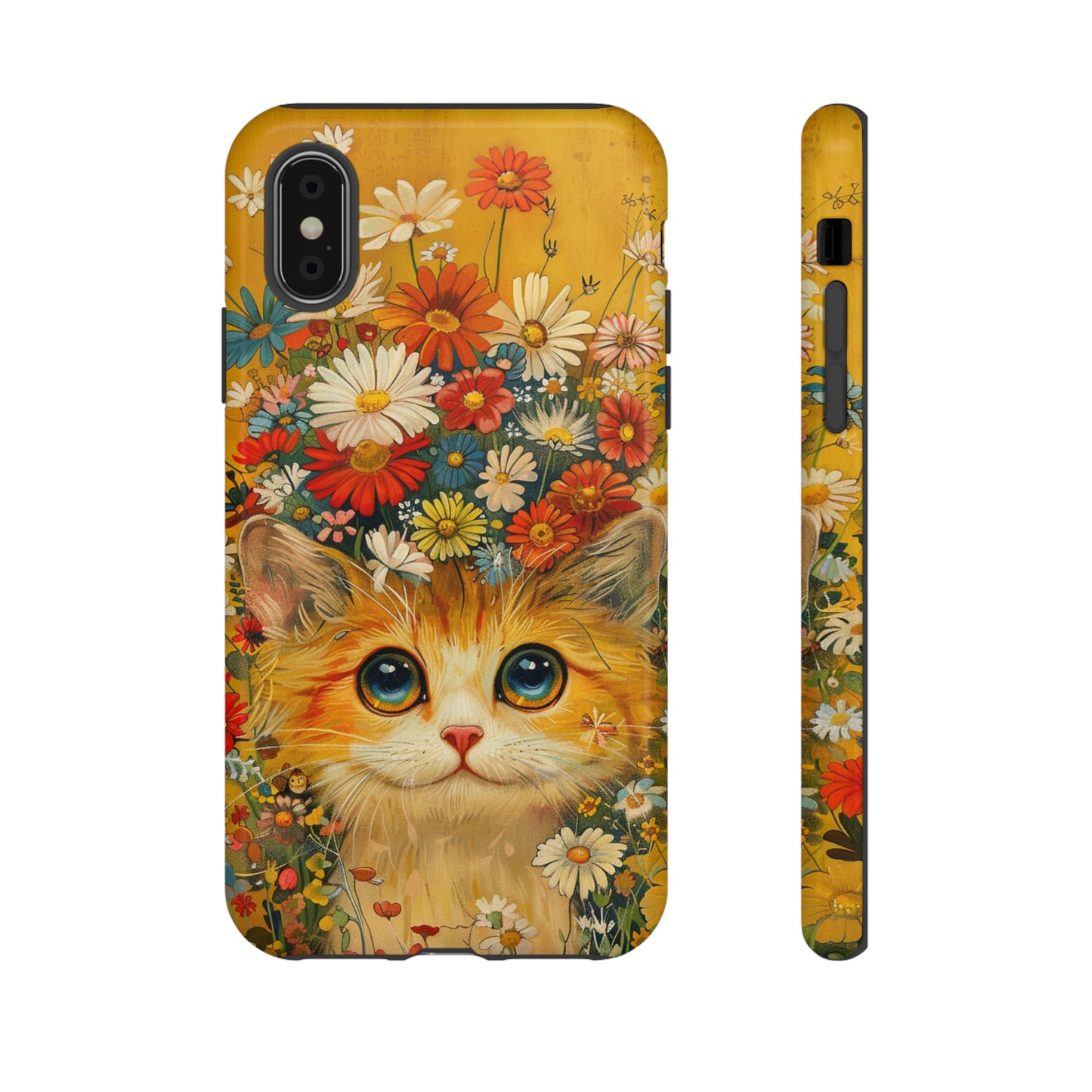 Cute Cat in Floral Garden Phone Case