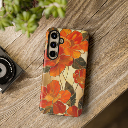 Orange Floral Phone Case Stained Glass Flower Aesthetic