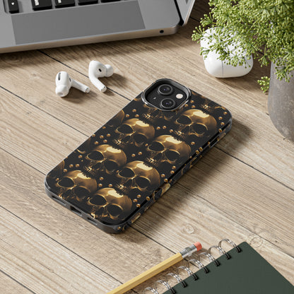 iPhone Case Golden Enigma: Where Goth Meets Glamour | Gold Skulls iPhone Tough Case