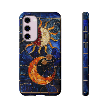 Celestial Stained Glass Moon and Stars iPhone 15 Case