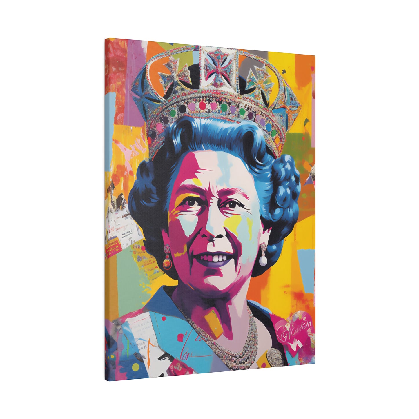 Queen Elizabeth II Pop Art Abstract Print | Stretched Canvas Print