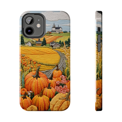 Harvest Hues: Halloween Pumpkin Patch | Embroidered Landscape for iPhone Range