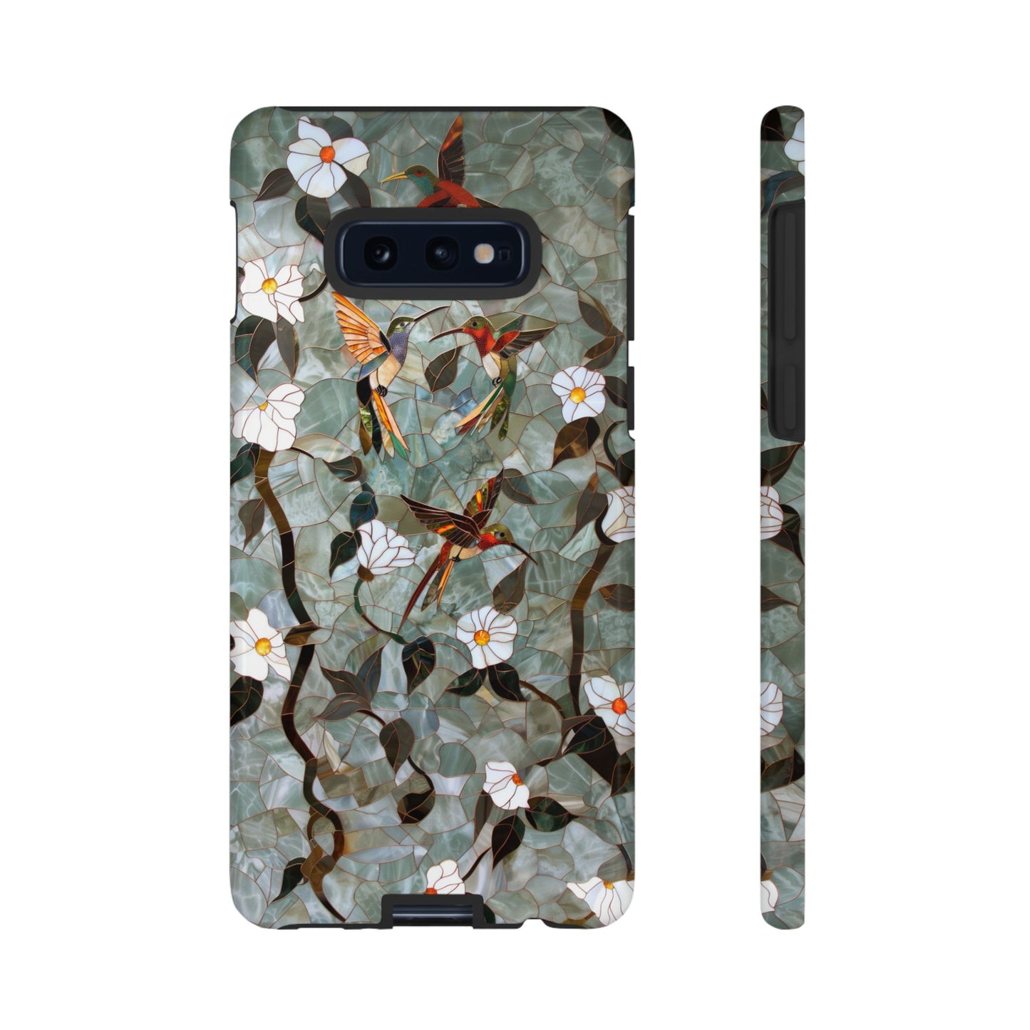 Stained Glass Hummingbirds and Flowers iPhone Case