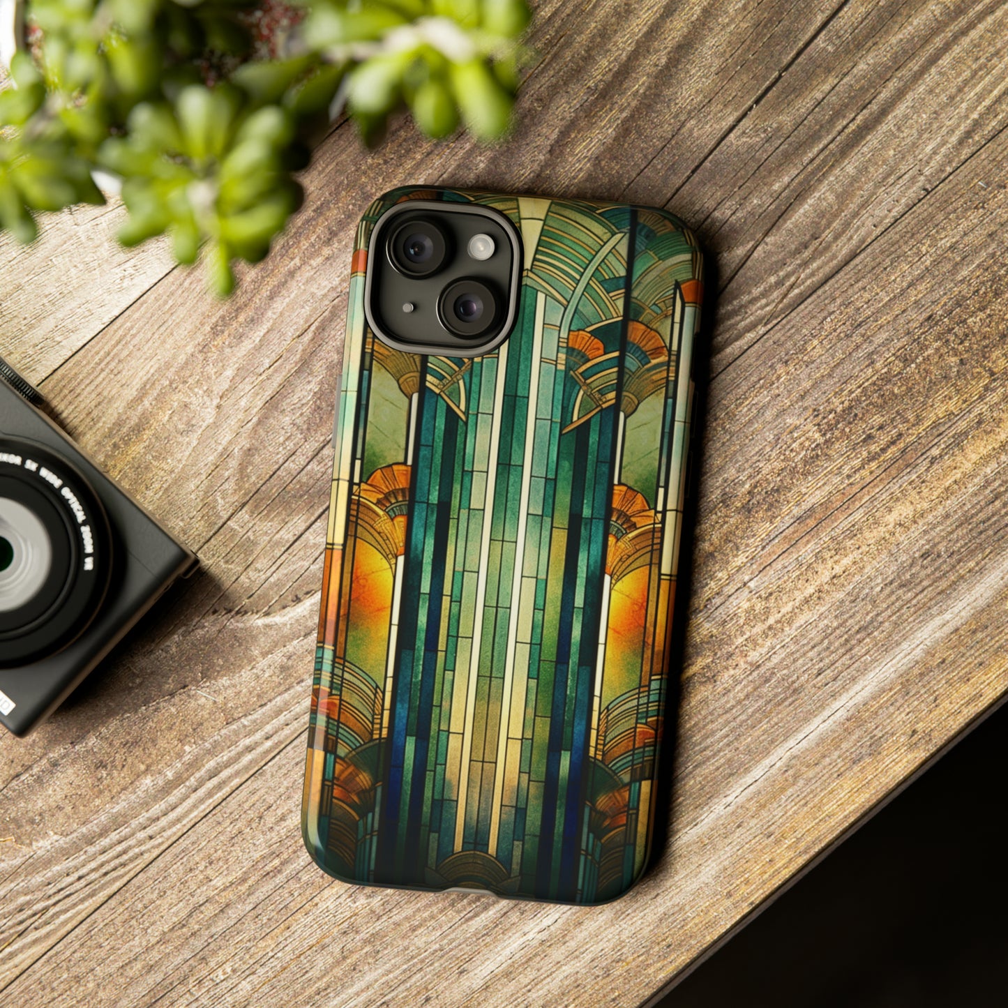 Art Deco Stained Glass floral Phone Case for iPhone 15, 14, Pro Max, 13, 12 & Samsung Galaxy S23, S22, S21, Google Pixel