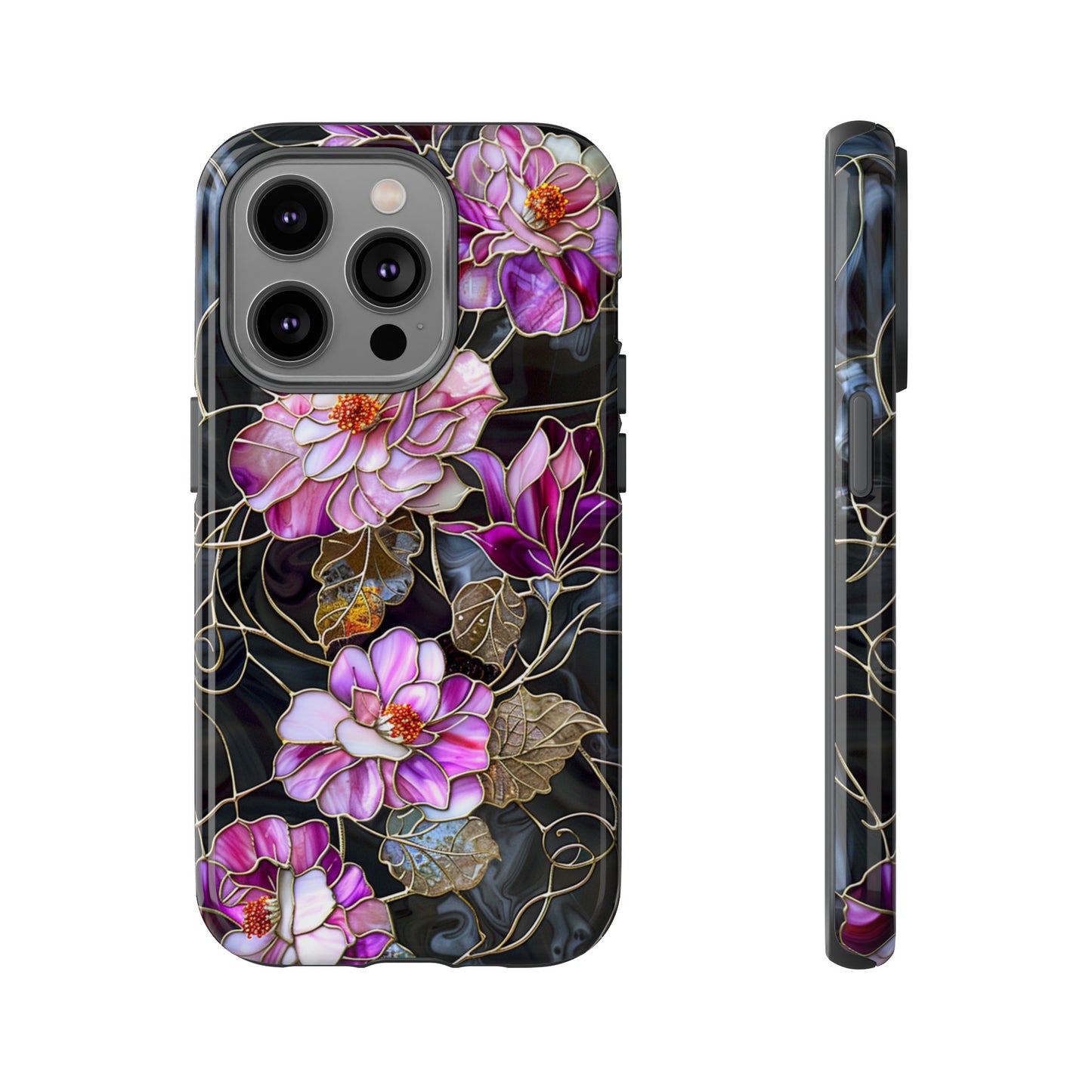 Magenta Color Floral Stained Glass Phone Case