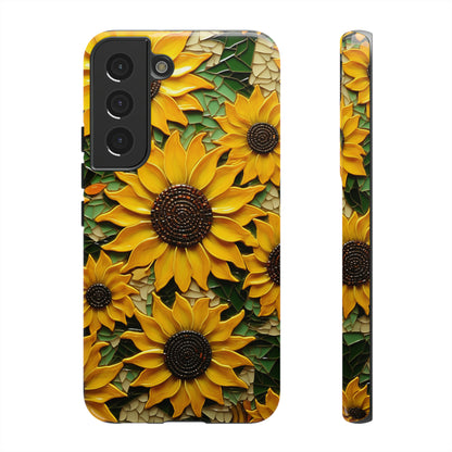 Sunflower Floral Color Explosion Mosaic Glass