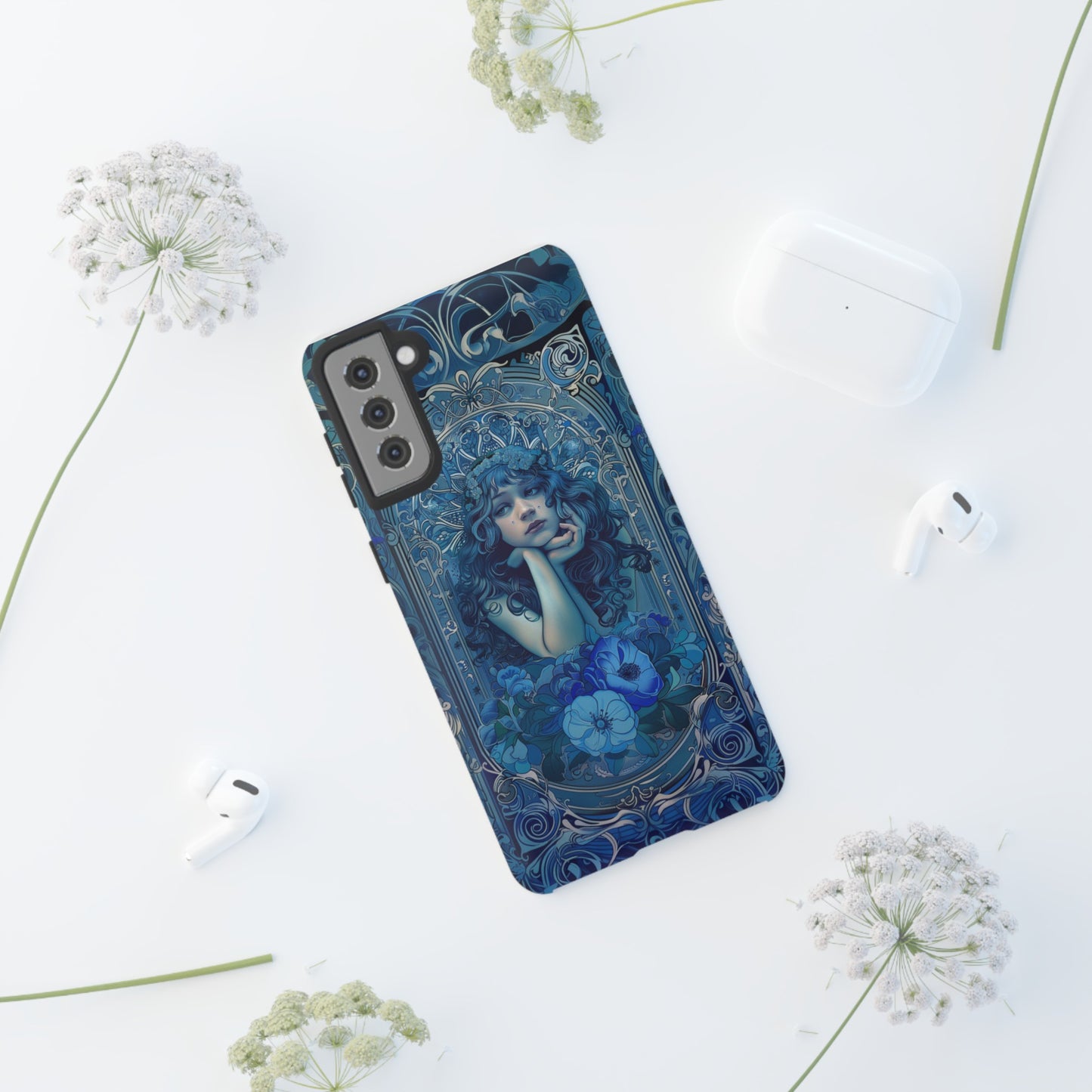 Blue Floral Art Nouveau Style Phone Case