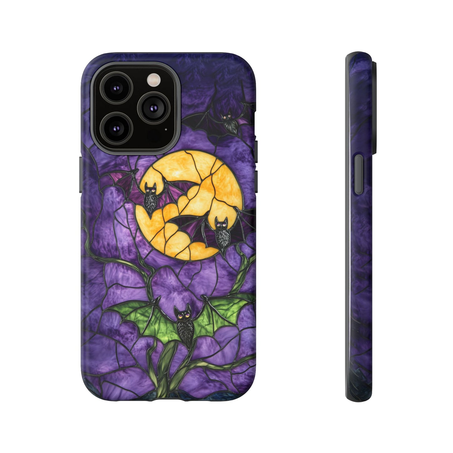 Full Moon Stained Glass Style Halloween Bats Phone Case