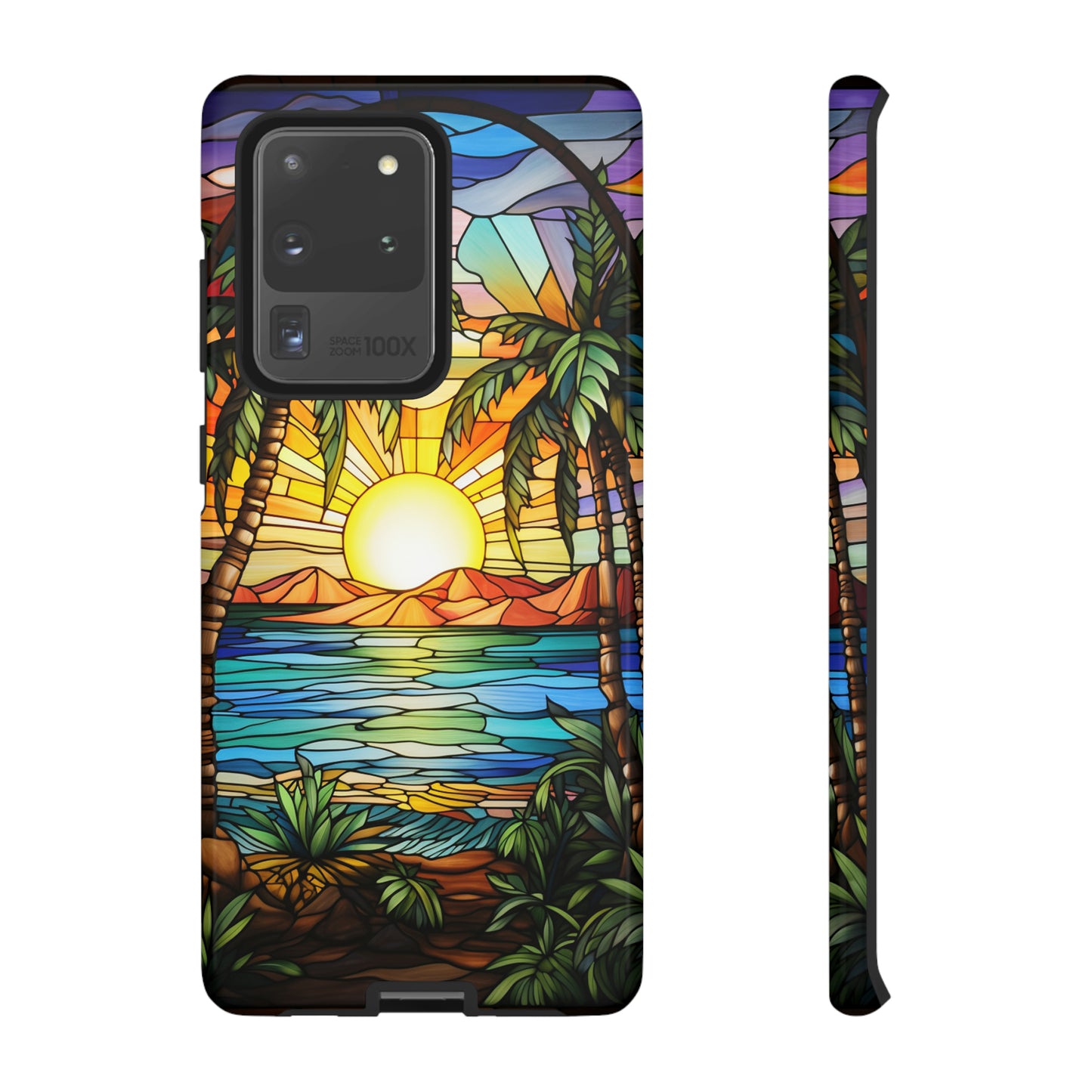 Tropical Stained Glass Sunset Beach