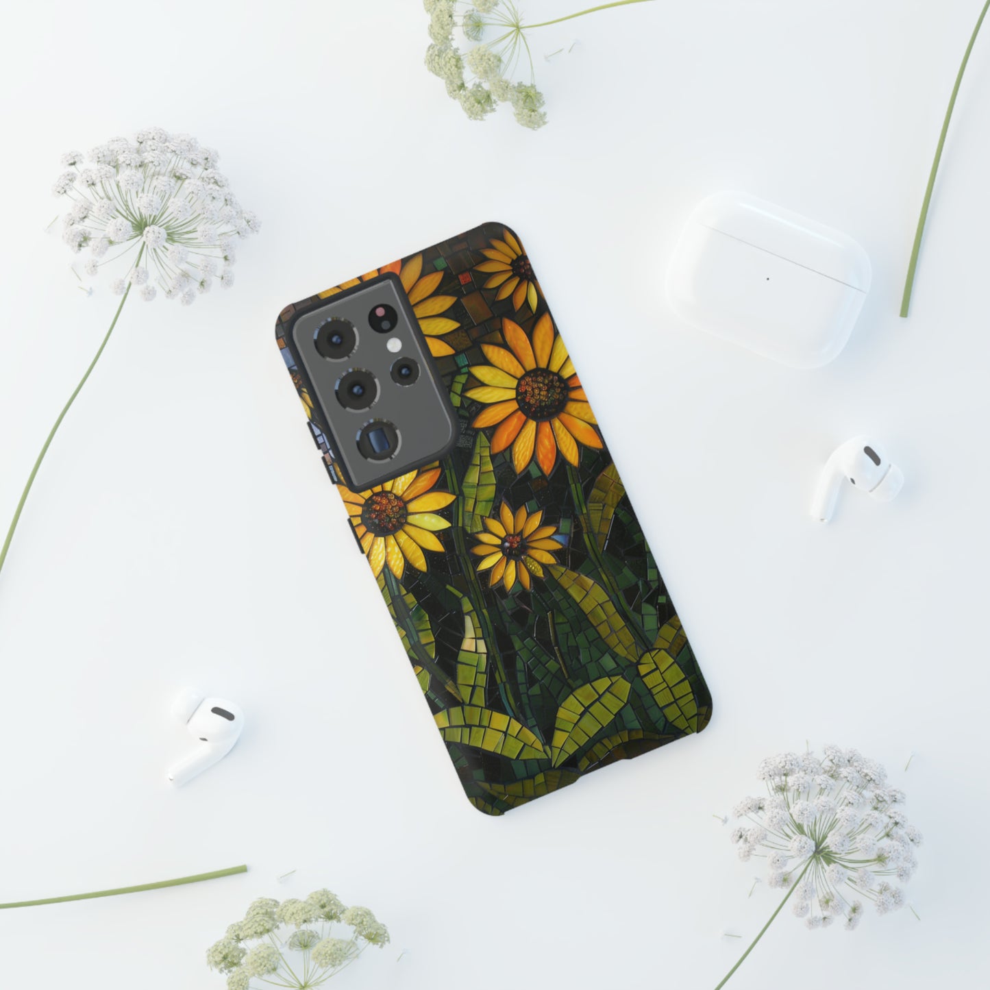 Yellow and Gold Daisy Mosaic Stained Glass Phone Case