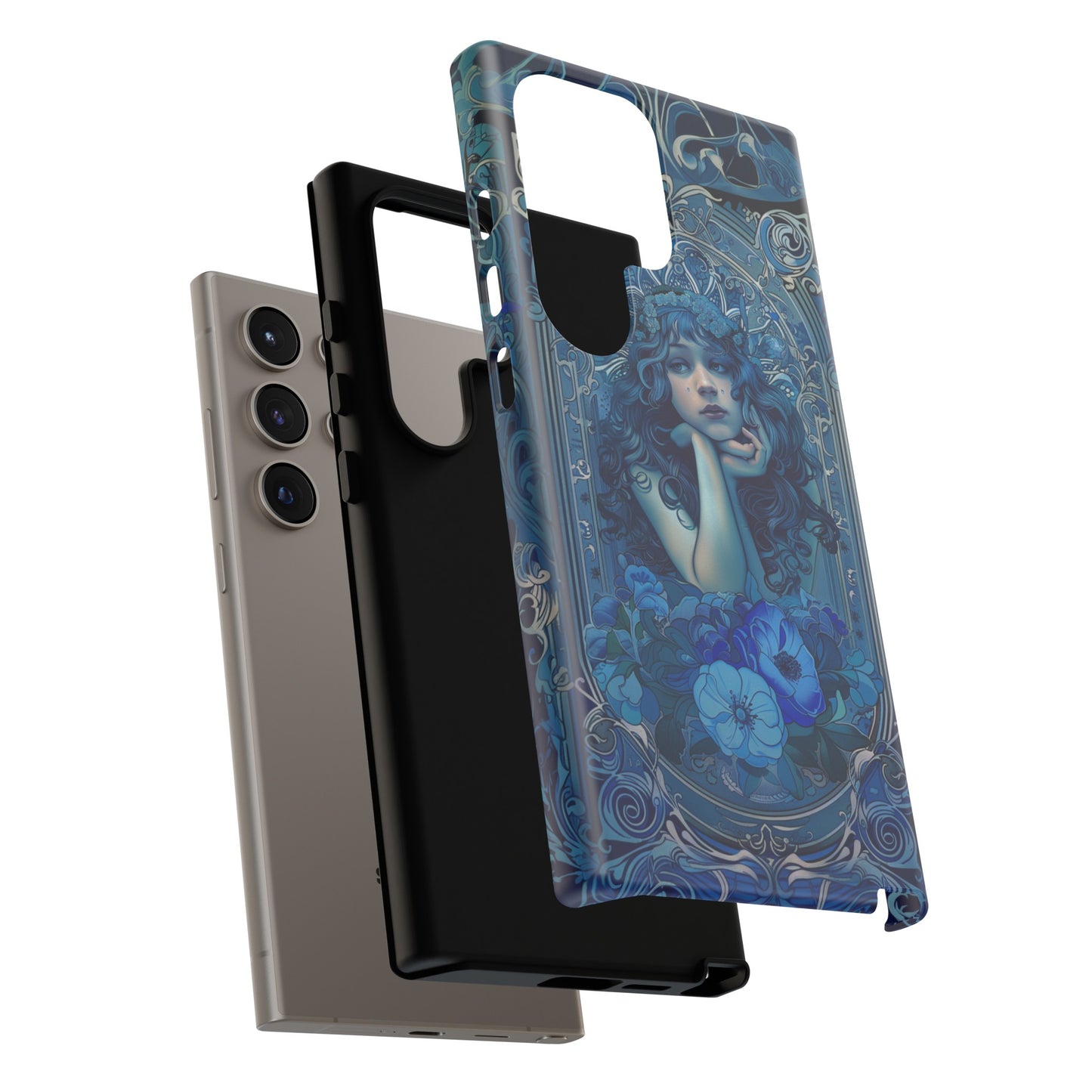 Blue Floral Art Nouveau Style Phone Case