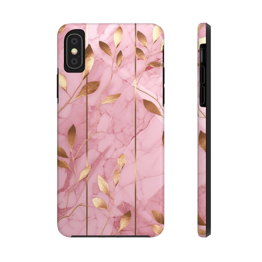 Luxury Pink Marble and Gold design on iPhone Tough Case