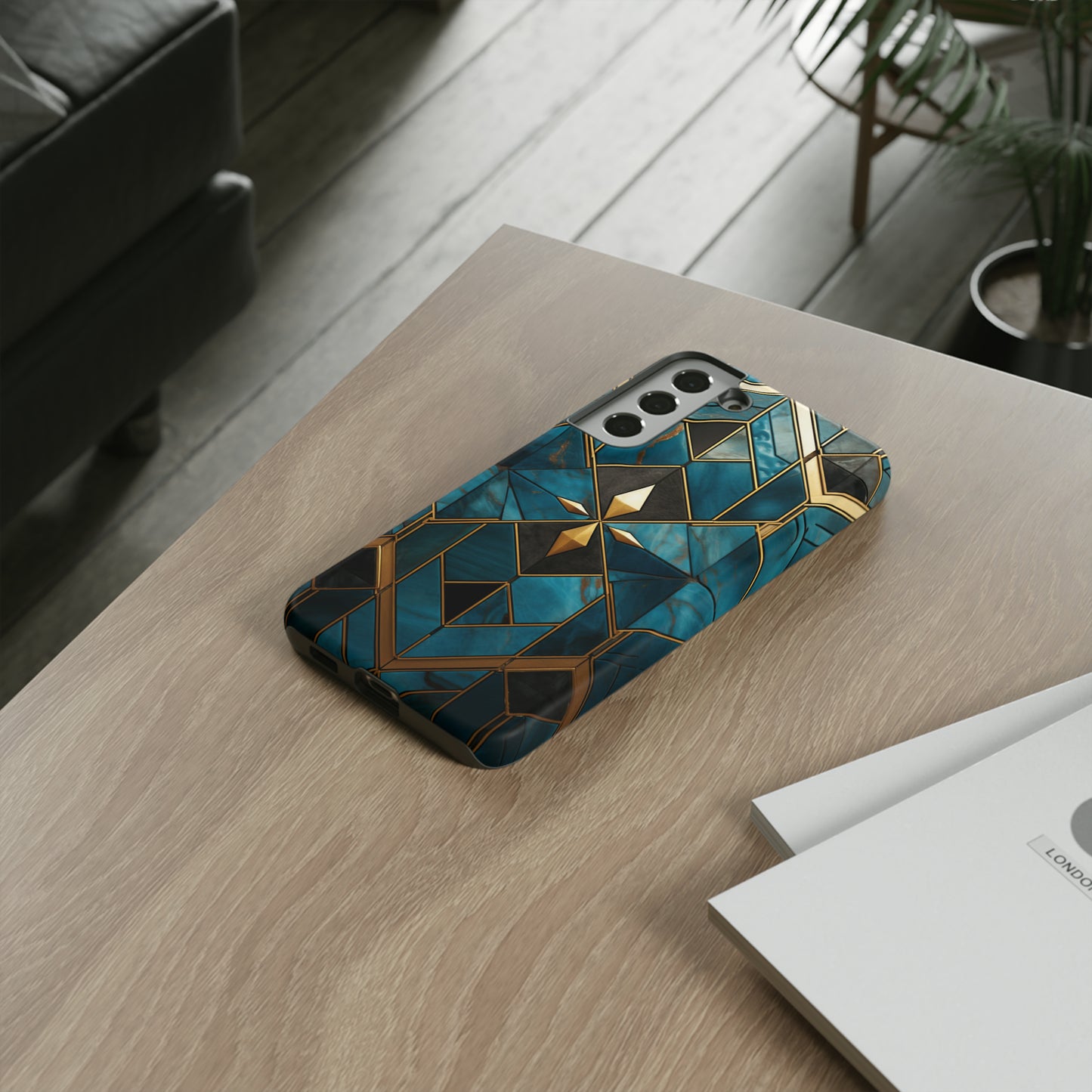 Gold and Blue Marble Mosaic Phone Case