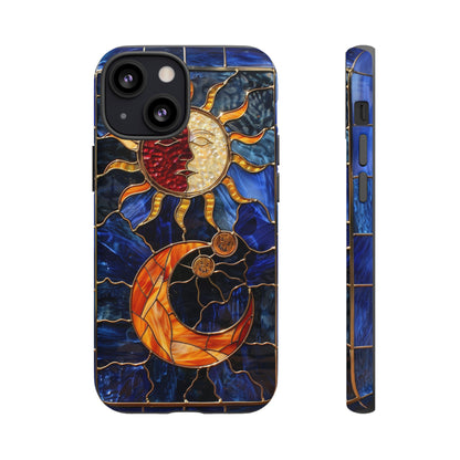 Celestial Stained Glass Moon and Stars iPhone 15 Case