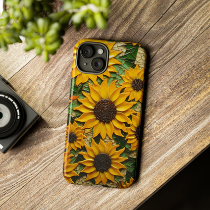 Sunflower Floral Color Explosion Mosaic Glass