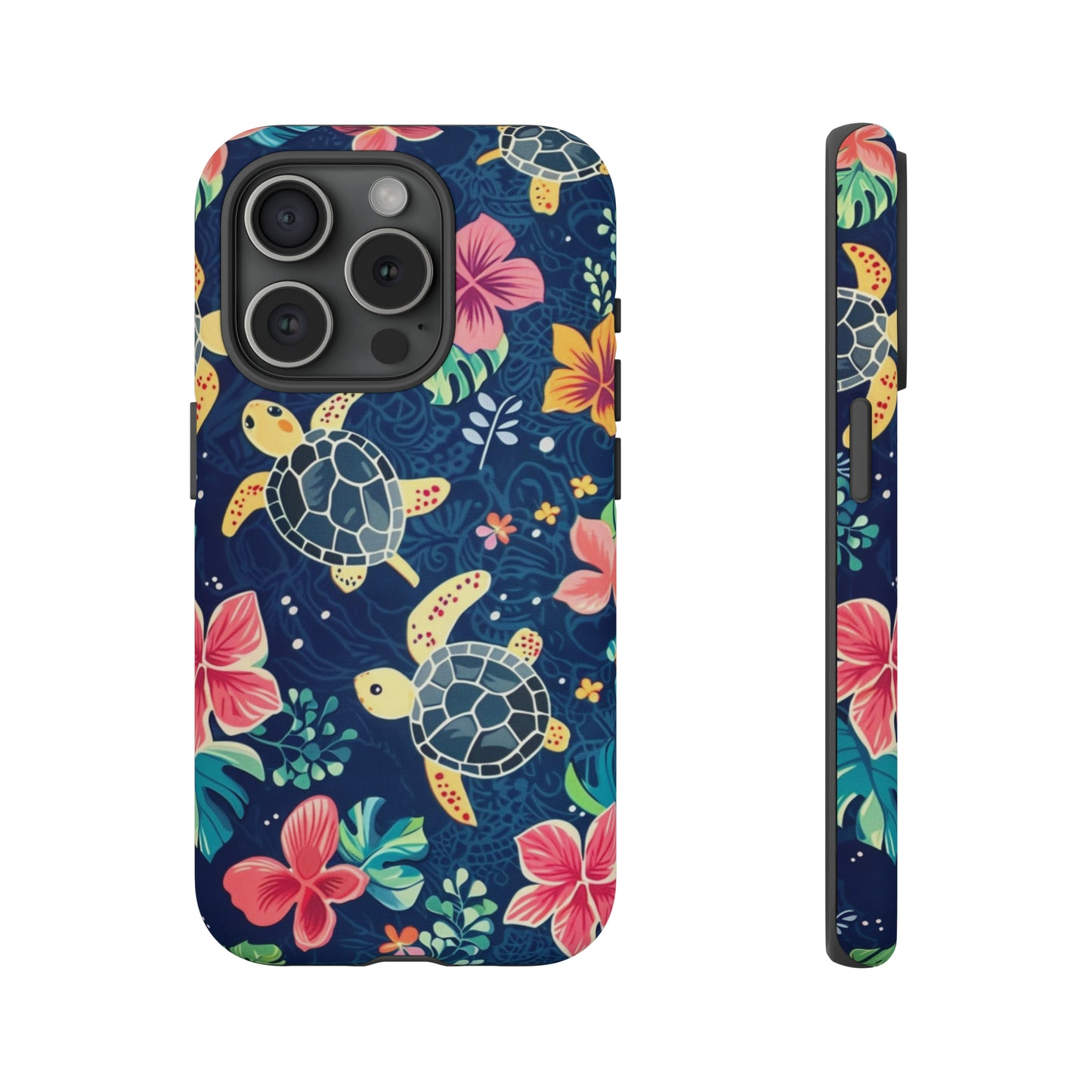 Undersea Floral Blue Sea Turtle Phone Case