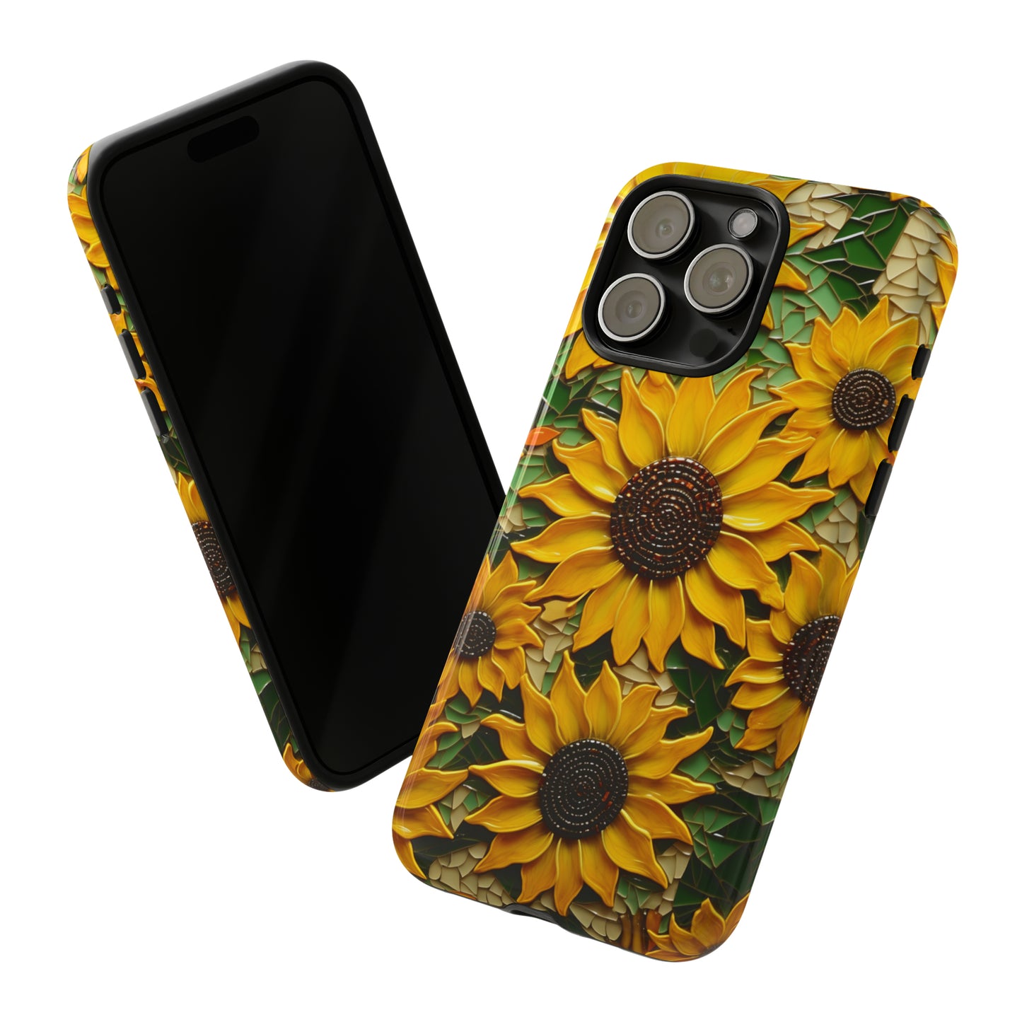 Sunflower Floral Color Explosion Mosaic Glass