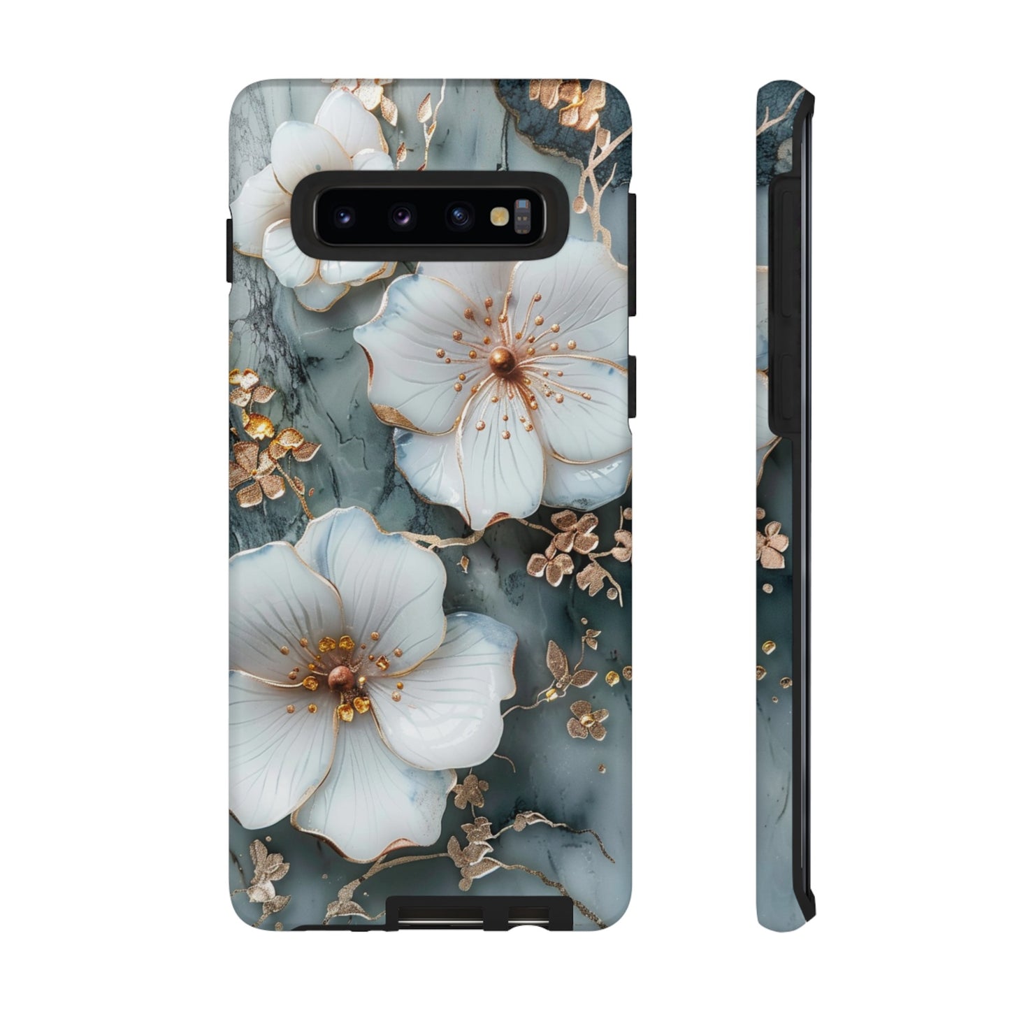 White Flower on Marble Stone  Phone Case