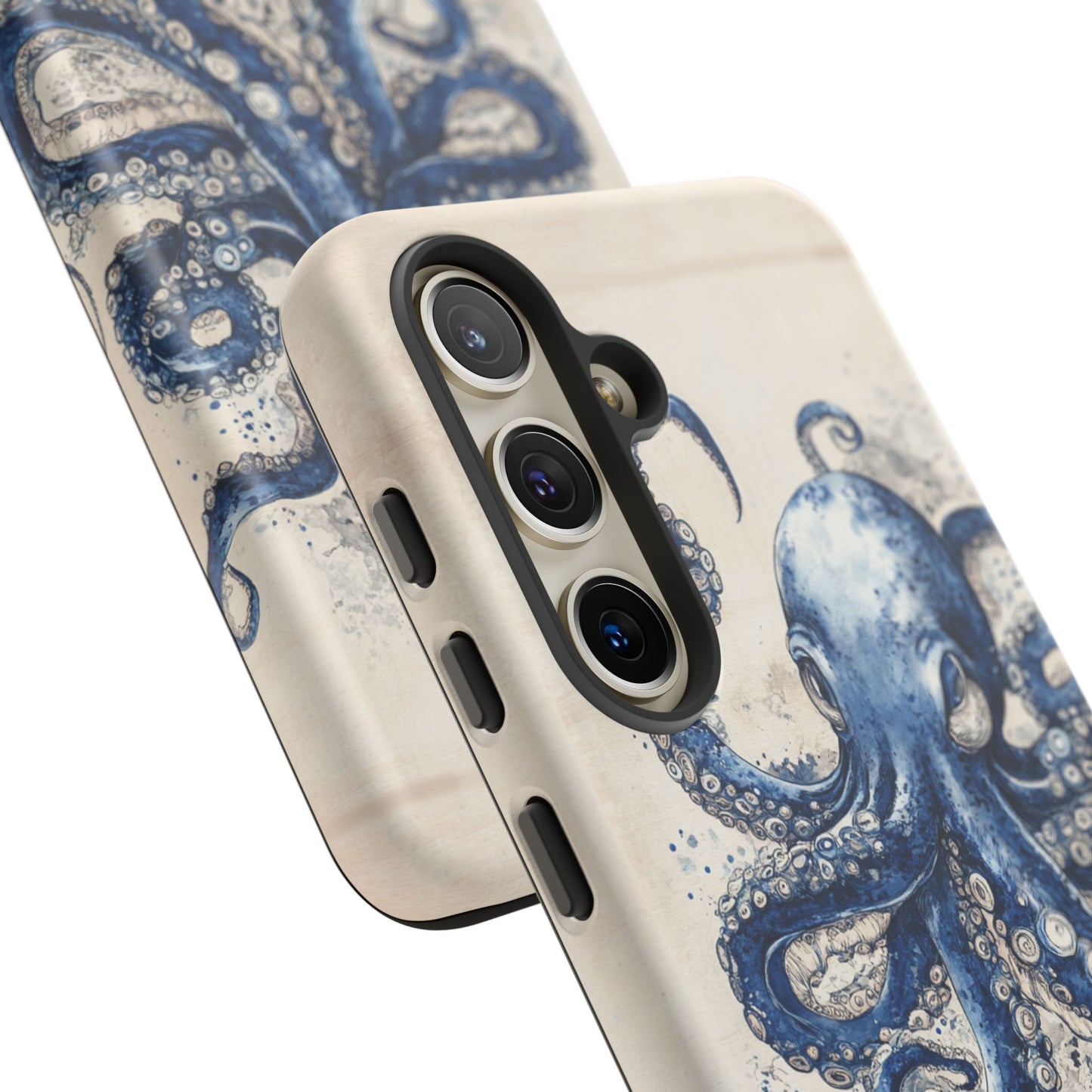 Vintage Japanese Art Style Blue Octopus and Waves Phone Cover