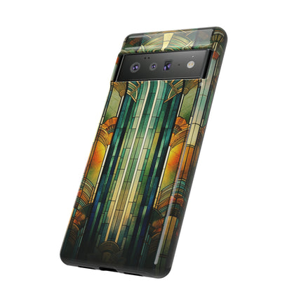 Art Deco Stained Glass floral Phone Case for iPhone 15, 14, Pro Max, 13, 12 & Samsung Galaxy S23, S22, S21, Google Pixel