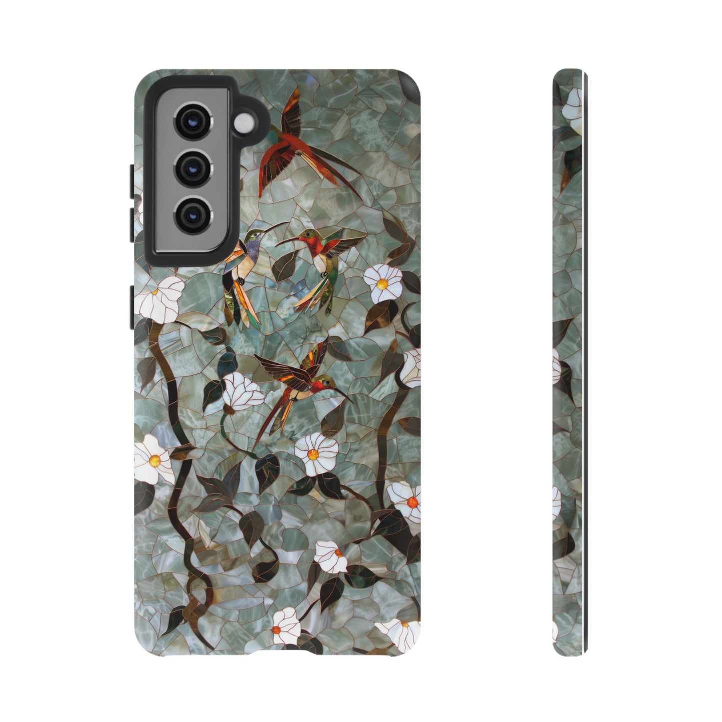 Stained Glass Hummingbirds and Flowers iPhone Case