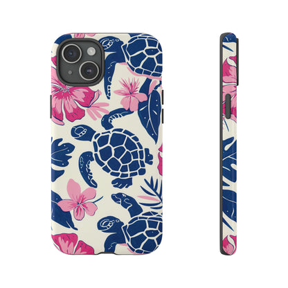 Undersea Floral Blue Sea Turtle Phone Case