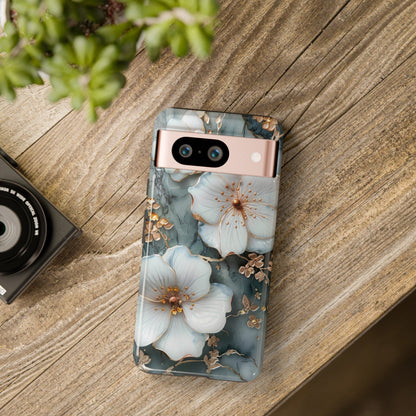 White Flower on Marble Stone  Phone Case