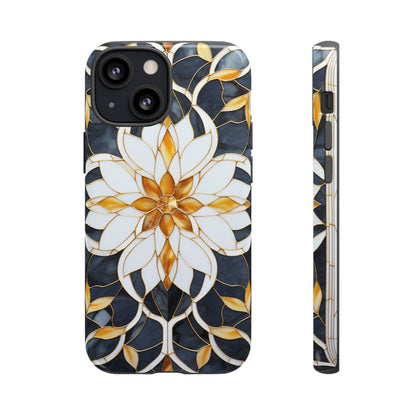 Art Deco Floral Gold & Blue Mosaic