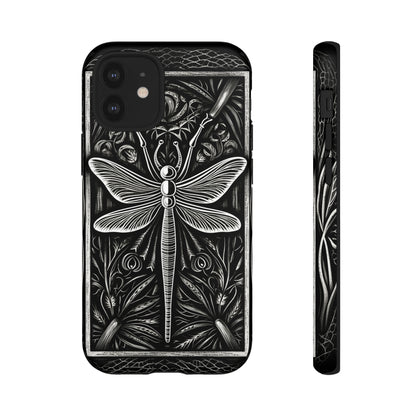 Vintage Woodcut Style Dragonfly Art